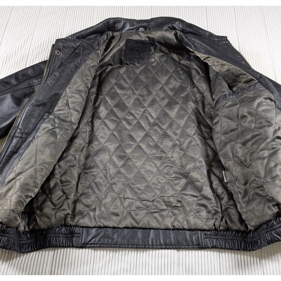 Expressions Contemporary Jacket Men's L Black Leather Lined Moto Biker Vintage - Picture 6 of 14